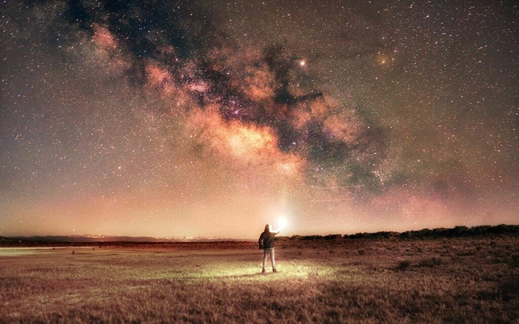 Person taking star photography