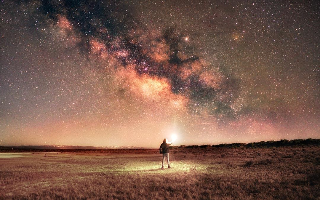 Person taking star photography