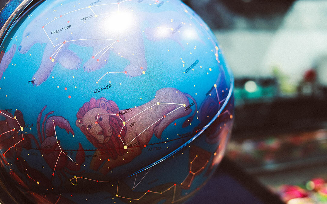 Globe with astrological constellations