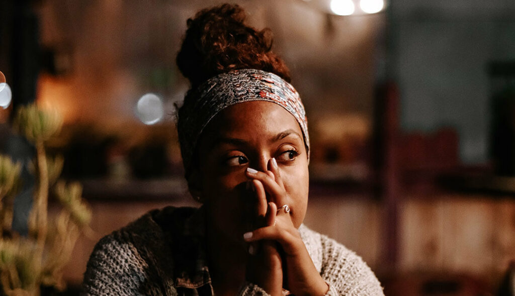 Woman deep in thought