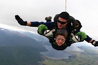 overcoming fear and anxiety Skydiving duo in free fall